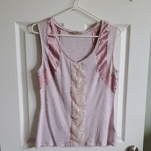 RW&CO. Light Pink Sequin Accent Tank Top